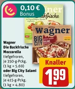 Die Backfrische Mozzarella tiefgefroren, je 350-g-Pckg. oder Big City Salami tiefgefroren, je 415-g-Pckg.