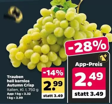 Trauben hell kernlos Autumn Crisp